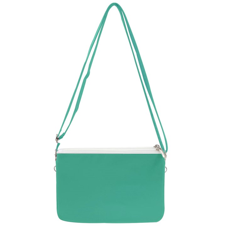 True Biscay Green Solid Color Double Gusset Crossbody Bag