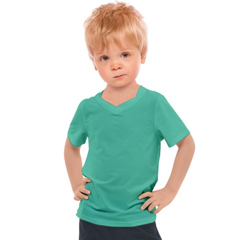 True Biscay Green Solid Color Kids  Sports Tee by SpinnyChairDesigns