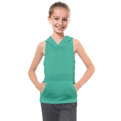 True Biscay Green Solid Color Kids  Sleeveless Hoodie by SpinnyChairDesigns