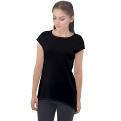 True Black Solid Color Cap Sleeve High Low Top by SpinnyChairDesigns