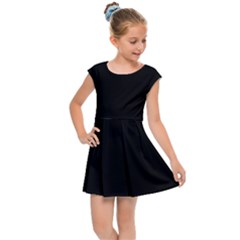 True Black Solid Color Kids  Cap Sleeve Dress by SpinnyChairDesigns