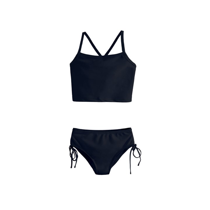 True Black Solid Color Girls  Tankini Swimsuit