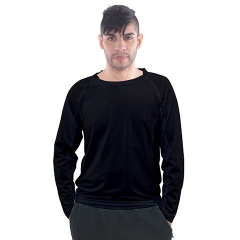 True Black Solid Color Men s Long Sleeve Raglan Tee by SpinnyChairDesigns