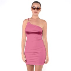 True Blush Pink Color One Soulder Bodycon Dress by SpinnyChairDesigns