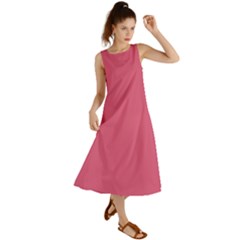 True Blush Pink Color Summer Maxi Dress by SpinnyChairDesigns