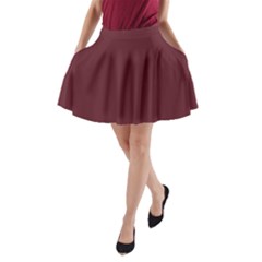 True Burgundy Color A-line Pocket Skirt by SpinnyChairDesigns