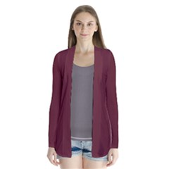 True Burgundy Color Drape Collar Cardigan by SpinnyChairDesigns