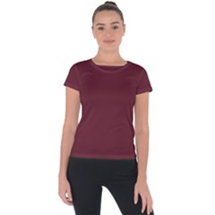 True Burgundy Color Short Sleeve Sports Top  by SpinnyChairDesigns