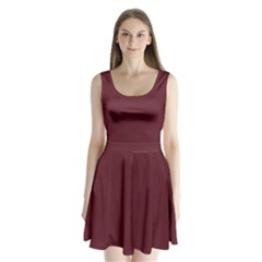 True Burgundy Color Split Back Mini Dress  by SpinnyChairDesigns