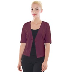 True Burgundy Color Cropped Button Cardigan by SpinnyChairDesigns