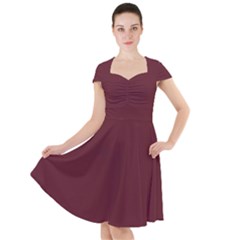 True Burgundy Color Cap Sleeve Midi Dress by SpinnyChairDesigns