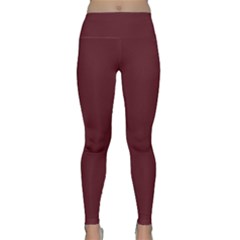 True Burgundy Color Lightweight Velour Classic Yoga Leggings by SpinnyChairDesigns