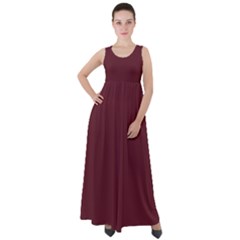 True Burgundy Color Empire Waist Velour Maxi Dress by SpinnyChairDesigns