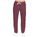 True Burgundy Color Women velvet Drawstring Pants View1