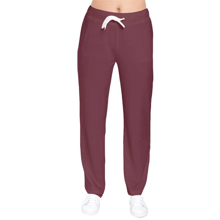 True Burgundy Color Women velvet Drawstring Pants