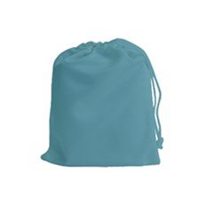 True Cadet Blue Teal Color Drawstring Pouch (large) by SpinnyChairDesigns