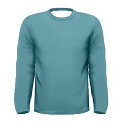 True Cadet Blue Teal Color Men s Long Sleeve Tee by SpinnyChairDesigns