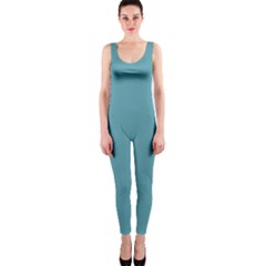 True Cadet Blue Teal Color One Piece Catsuit by SpinnyChairDesigns