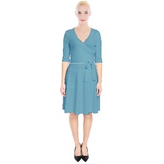 True Cadet Blue Teal Color Wrap Up Cocktail Dress by SpinnyChairDesigns