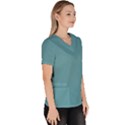 True Cadet Blue Teal Color Women s V-Neck Scrub Top View3