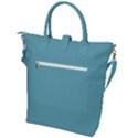 True Cadet Blue Teal Color Buckle Top Tote Bag View2