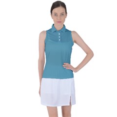 True Cadet Blue Teal Color Women s Sleeveless Polo Tee by SpinnyChairDesigns