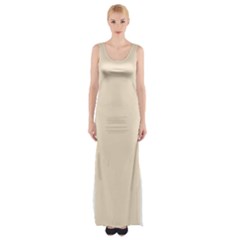 True Champagne Color Thigh Split Maxi Dress