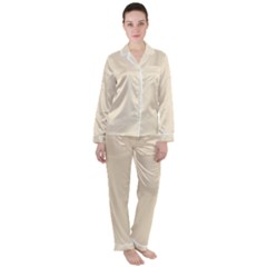 True Champagne Color Satin Long Sleeve Pyjamas Set