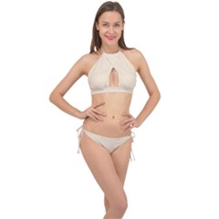 True Champagne Color Cross Front Halter Bikini Set