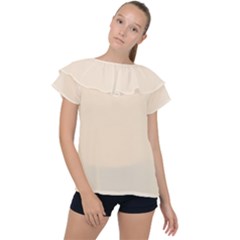 True Champagne Color Ruffle Collar Chiffon Blouse