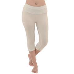 True Champagne Color Lightweight Velour Capri Yoga Leggings by SpinnyChairDesigns