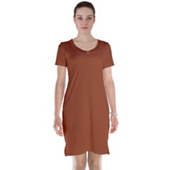 True Cinnamon Color Short Sleeve Nightdress by SpinnyChairDesigns