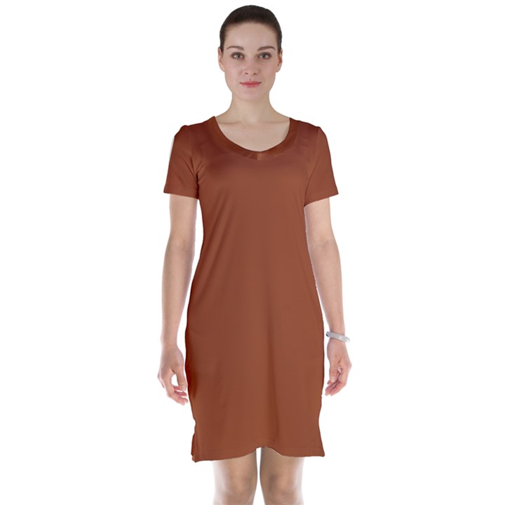 True Cinnamon Color Short Sleeve Nightdress