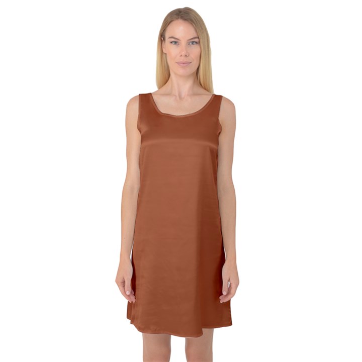 True Cinnamon Color Sleeveless Satin Nightdress