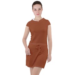 True Cinnamon Color Drawstring Hooded Dress by SpinnyChairDesigns