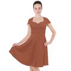 True Cinnamon Color Cap Sleeve Midi Dress by SpinnyChairDesigns