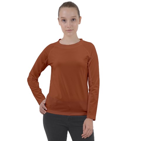 True Cinnamon Color Women s Long Sleeve Raglan Tee by SpinnyChairDesigns