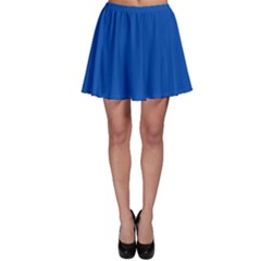 True Cobalt Blue Color Skater Skirt by SpinnyChairDesigns