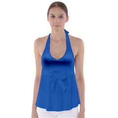 True Cobalt Blue Color Babydoll Tankini Top by SpinnyChairDesigns