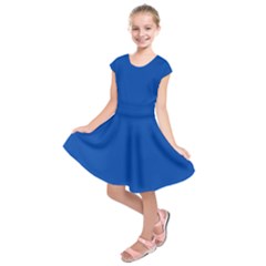 True Cobalt Blue Color Kids  Short Sleeve Dress by SpinnyChairDesigns