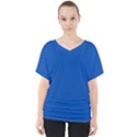 True Cobalt Blue Color V-Neck Dolman Drape Top View1