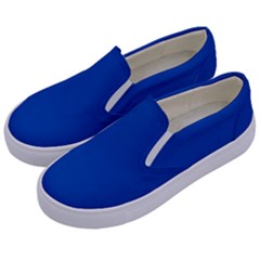 True Cobalt Blue Color Kids  Canvas Slip Ons by SpinnyChairDesigns