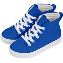 True Cobalt Blue Color Kids  Hi-top Skate Sneakers by SpinnyChairDesigns