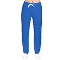 True Cobalt Blue Color Women velvet Drawstring Pants View1