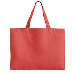 True Coral Pink Color Zipper Mini Tote Bag by SpinnyChairDesigns