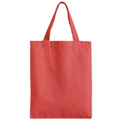 True Coral Pink Color Zipper Classic Tote Bag by SpinnyChairDesigns