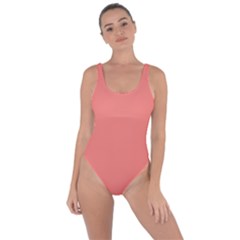 True Coral Pink Color Bring Sexy Back Swimsuit by SpinnyChairDesigns