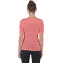 True Coral Pink Color Shoulder Cut Out Short Sleeve Top View2