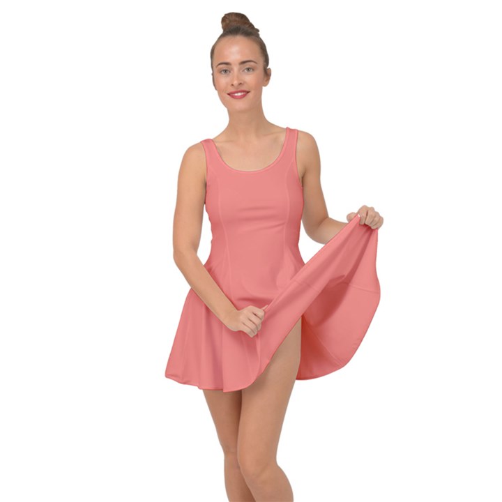 True Coral Pink Color Inside Out Casual Dress