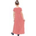 True Coral Pink Color Kids  Short Sleeve Maxi Dress View2